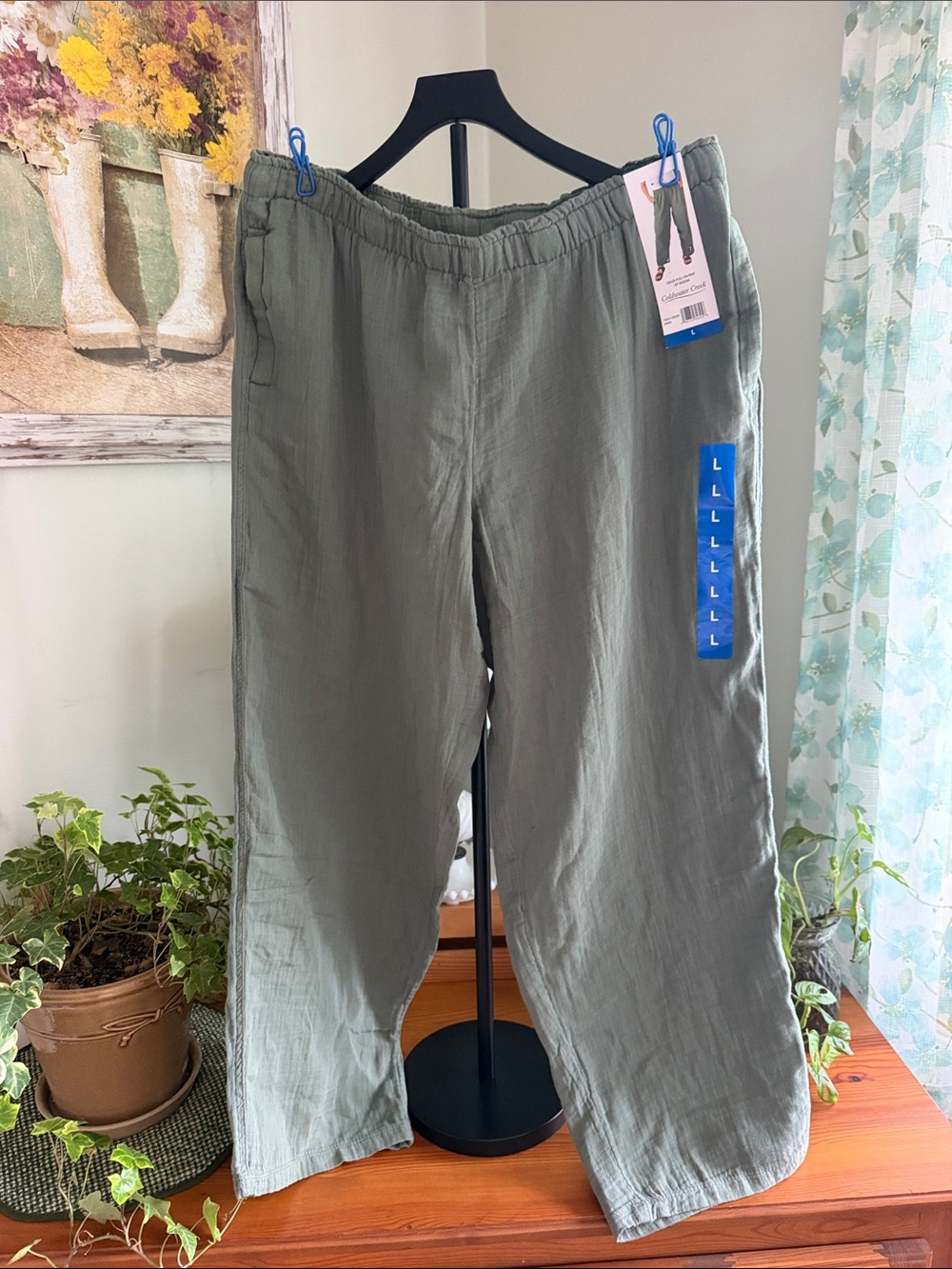 Coldwater Creek Sage Green Wide-Leg Pull-On Pants